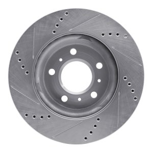 Buick Terraza Brake Rotor (1) - Front Right - R1 Concepts - Drilled & Slotted - Silver - `04-`09